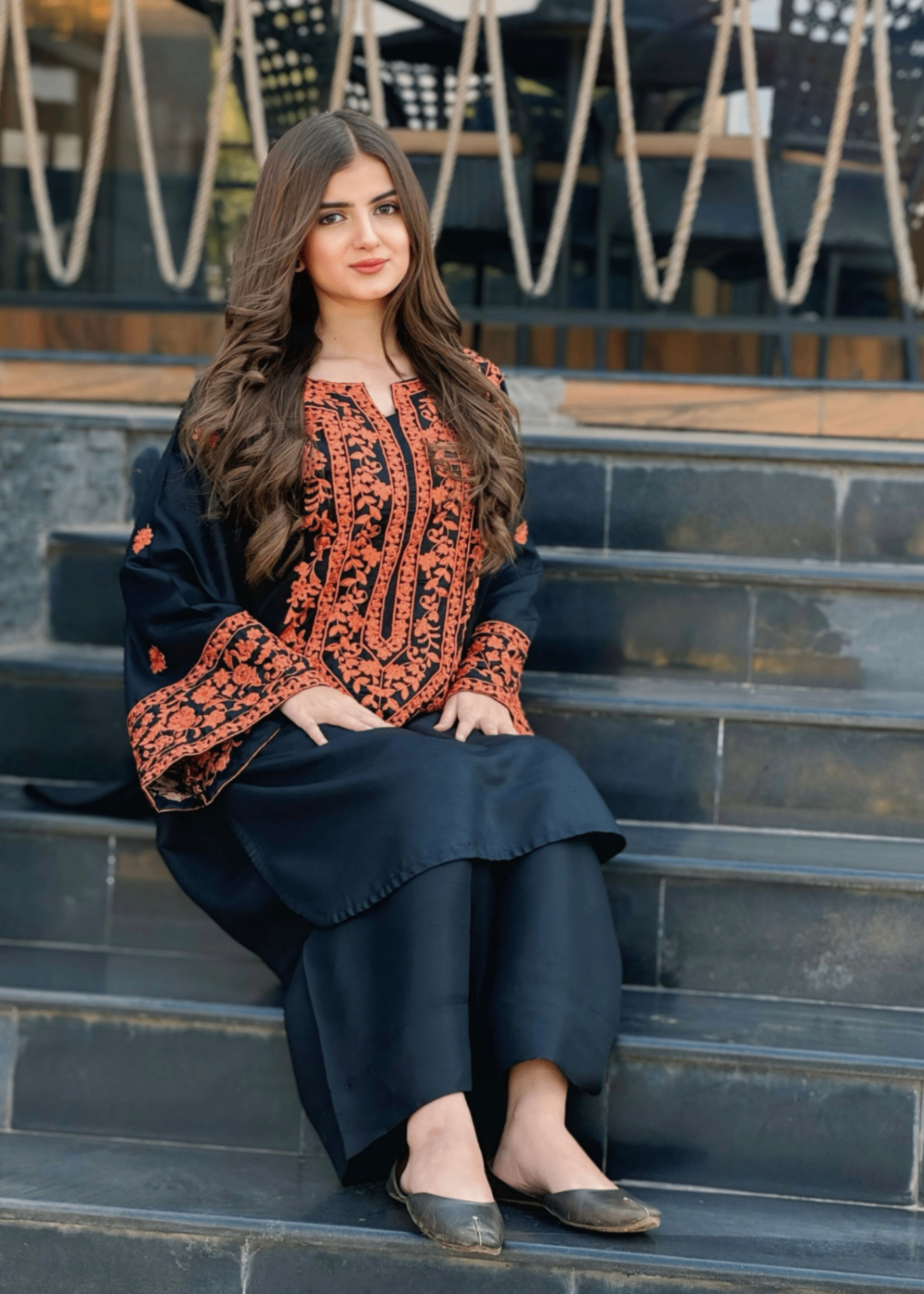 Chaudhary Arts Zouk Embroidered black Women 2pcs