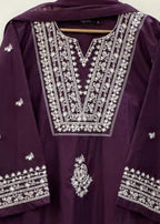 Shehroz Fashion PURPLE DAZAL EMBROIDERY LAWN DRESS Women 3pcs