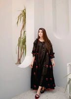 Sabahaats Black Rose Bloom – Embroidered Ethnic Gown Women 3pcs