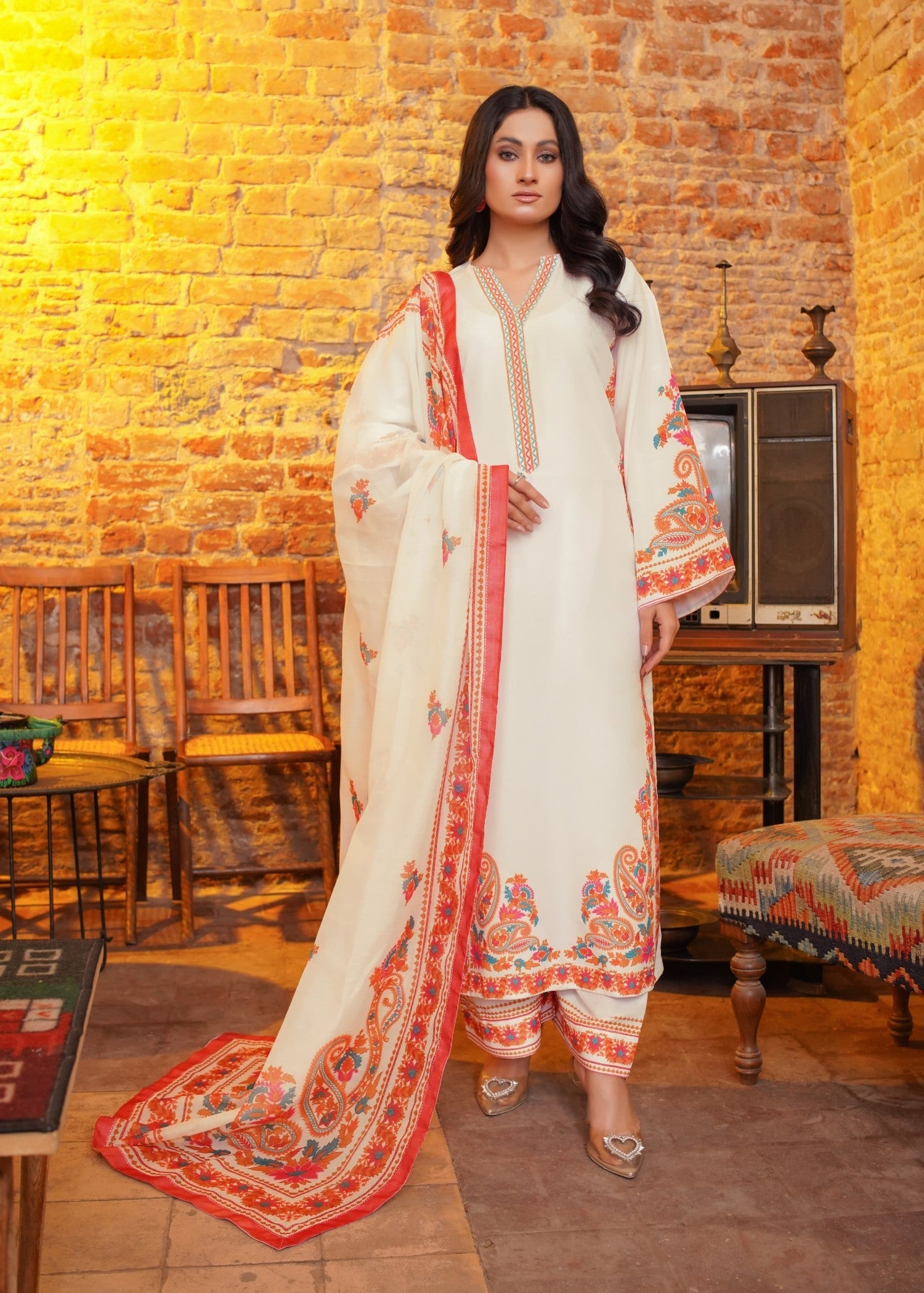 Bin Fatteh Fashion LONG WHITE Women 3pcs