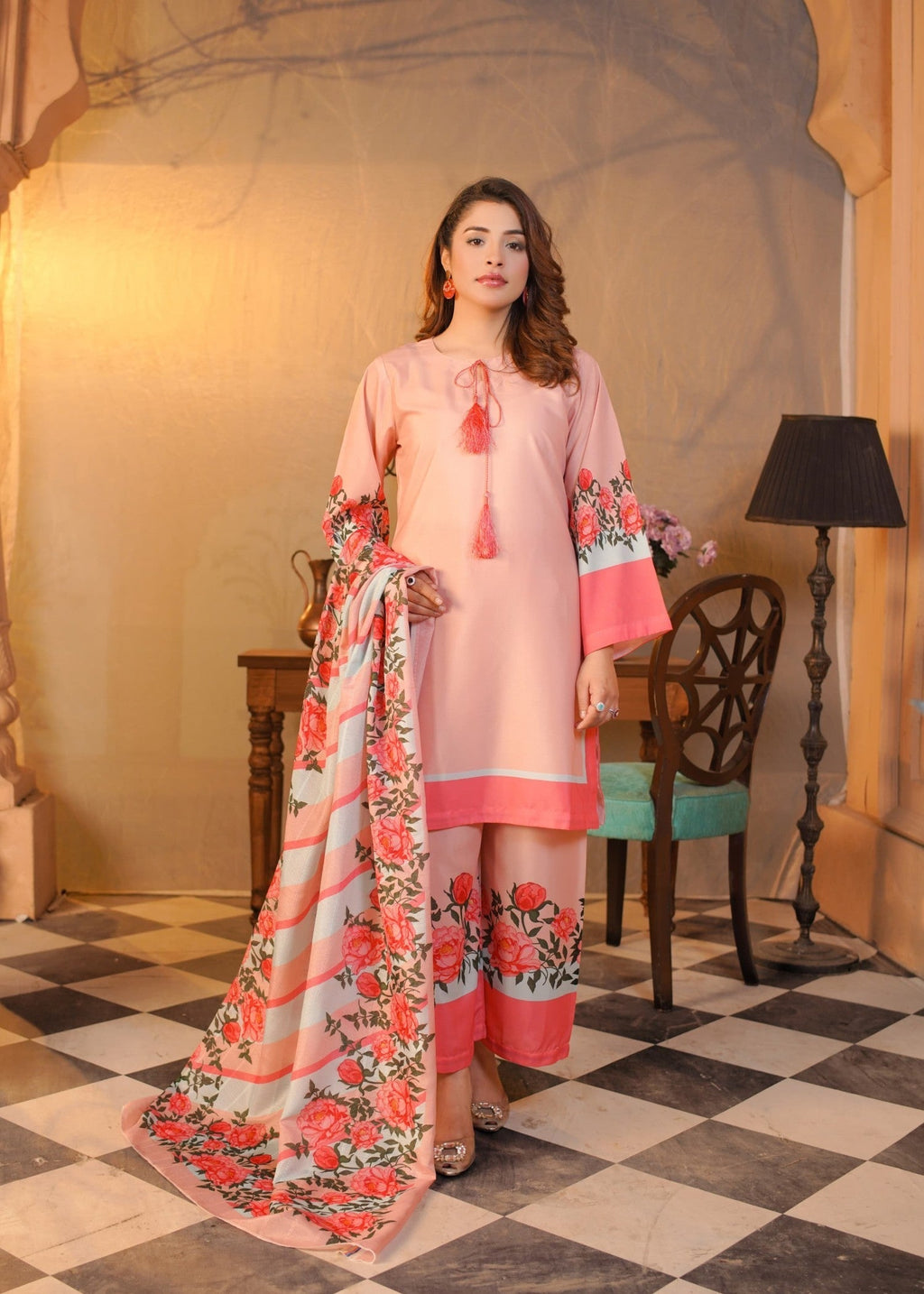 Bin Fatteh Fashion TRENDY PEACH Women 3pcs