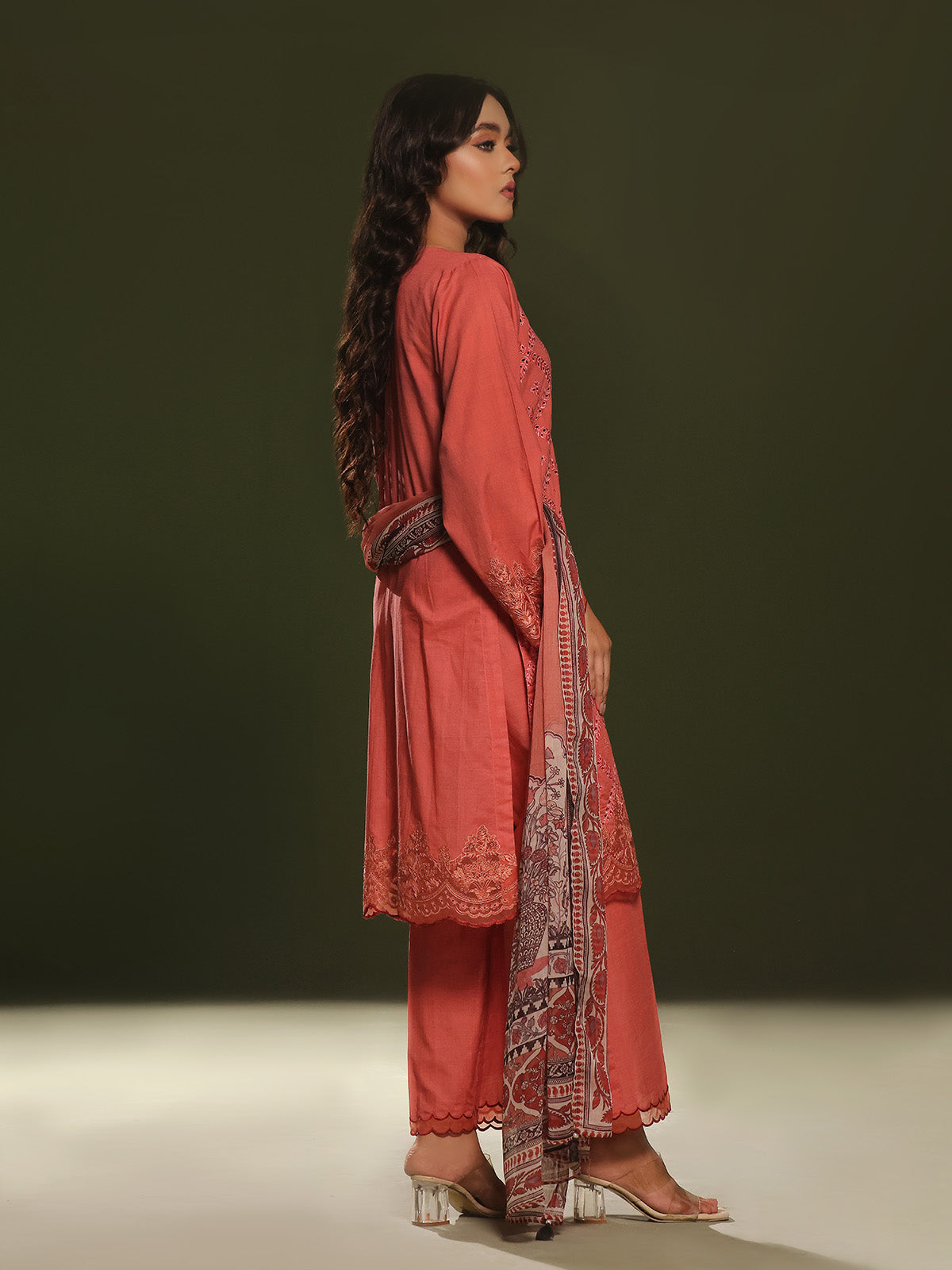 Oaks By Star Textile Mills Embroidered Pret Suit Cambric Orange OWE3P 2411011 Women 3pcs