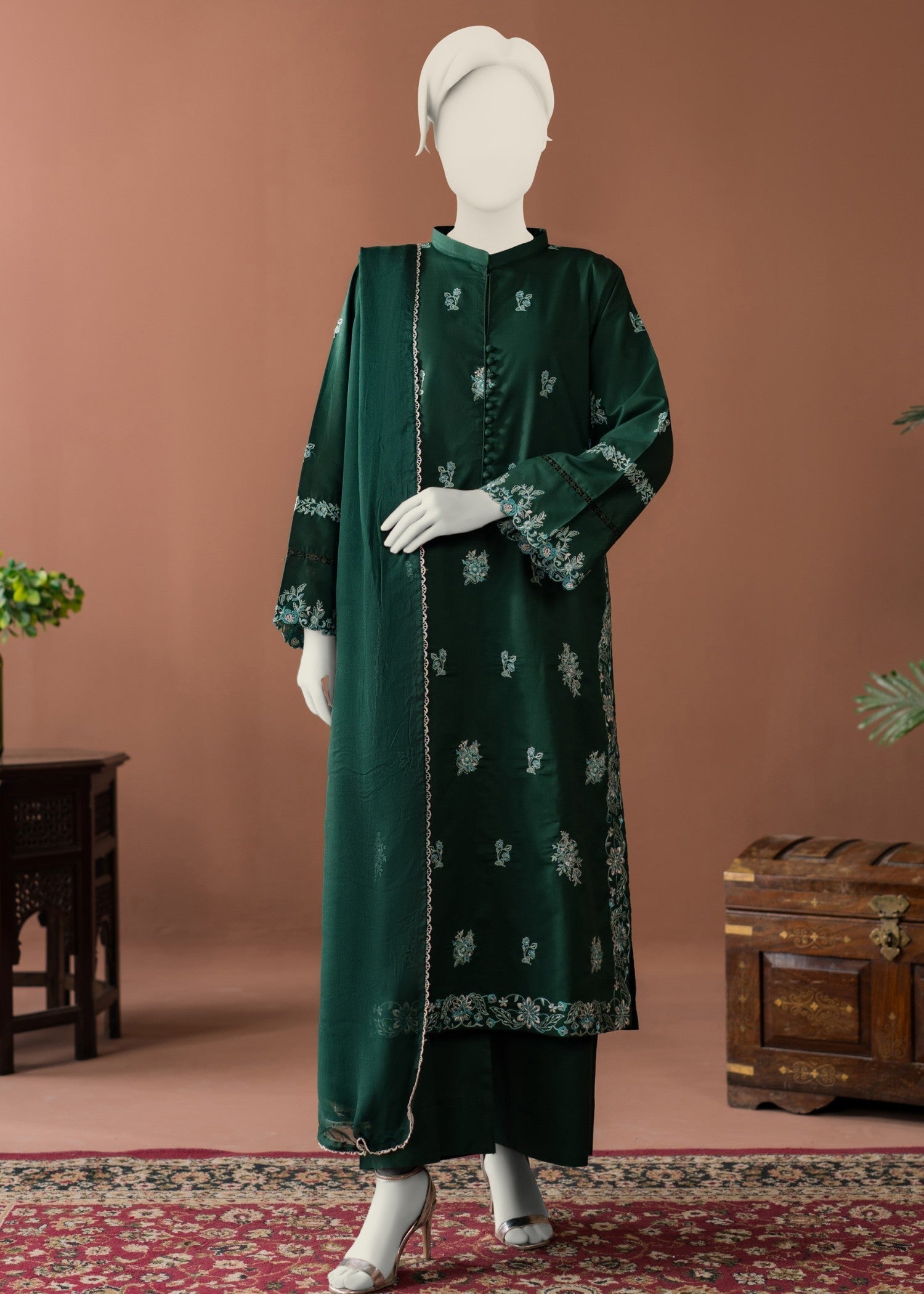 Zaira and Mahnoor sage suit Women 3pcs