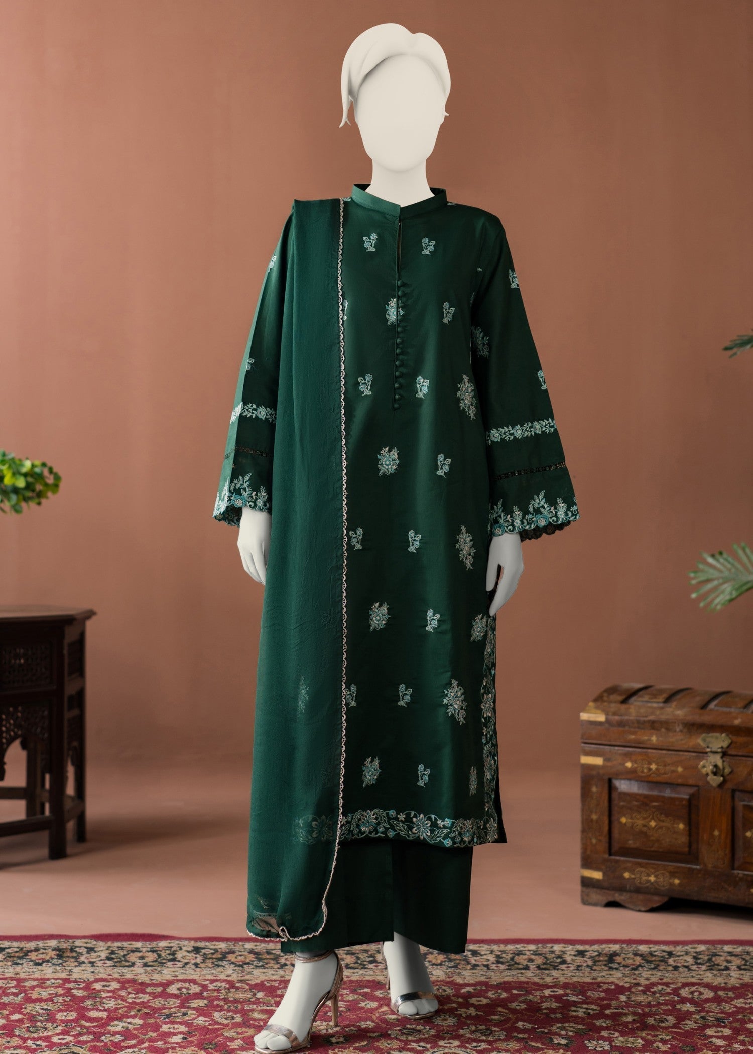 Zaira and Mahnoor sage suit Women 3pcs
