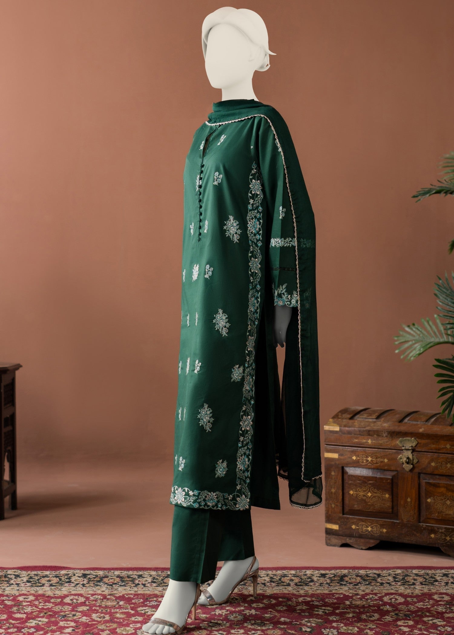 Zaira and Mahnoor sage suit Women 3pcs