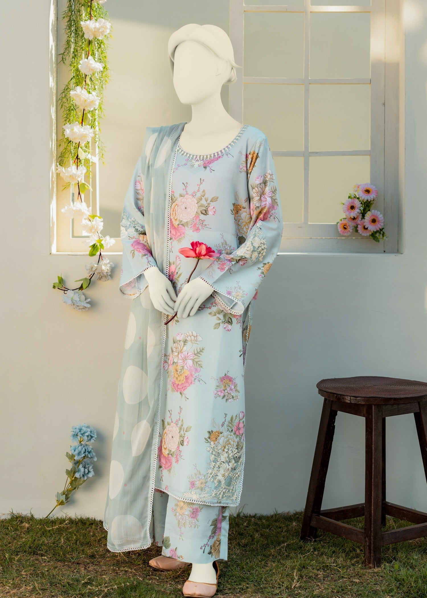 Zaira and Mahnoor Sky suit Women 3pcs