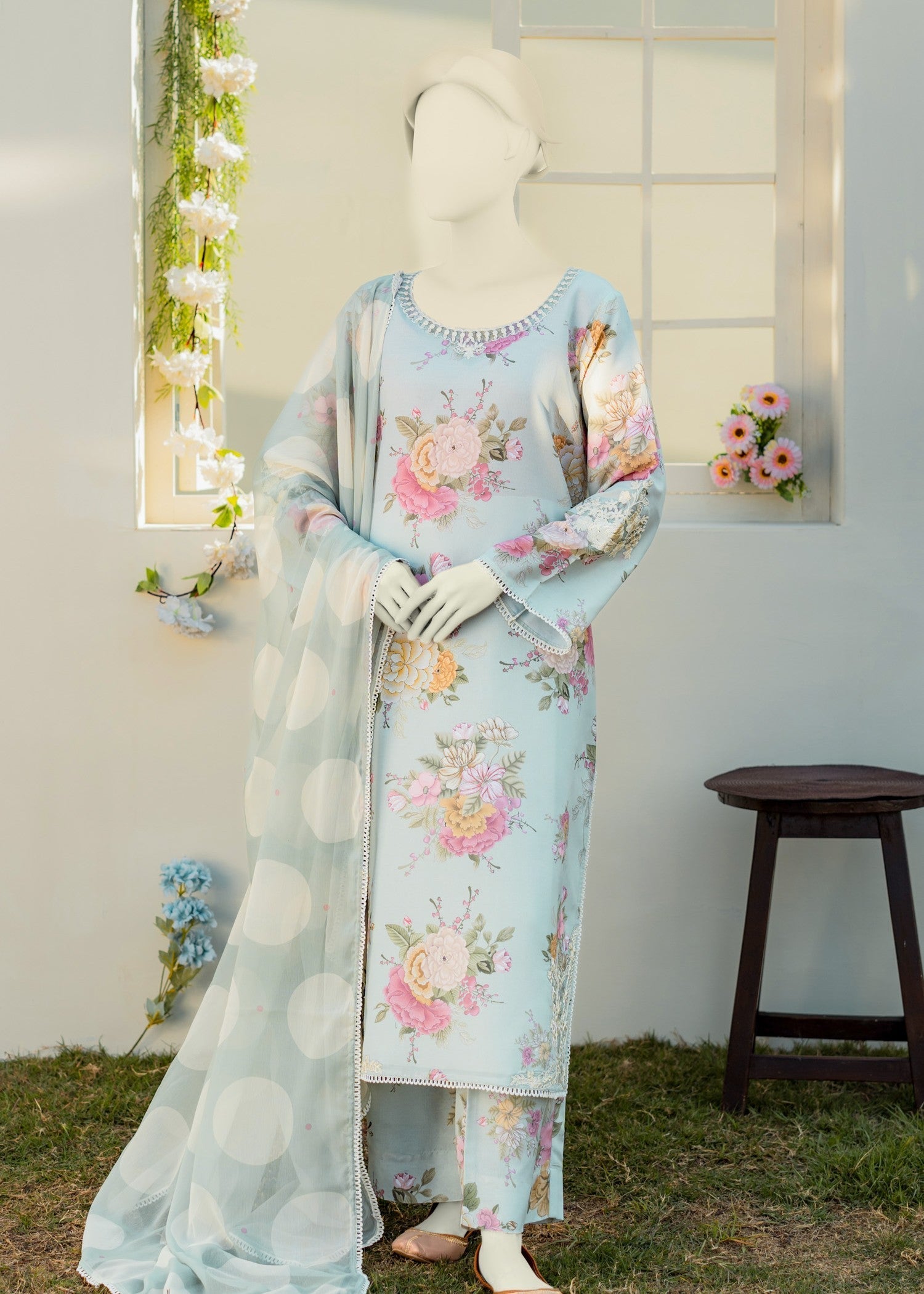 Zaira and Mahnoor Sky suit Women 3pcs