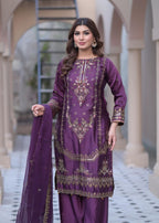 Rangoon Clothing Celestia Plum Silken Women 3pcs