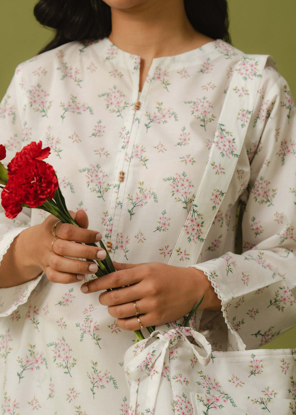 Buzzazi White Floral Printed Suit Women 2pcs