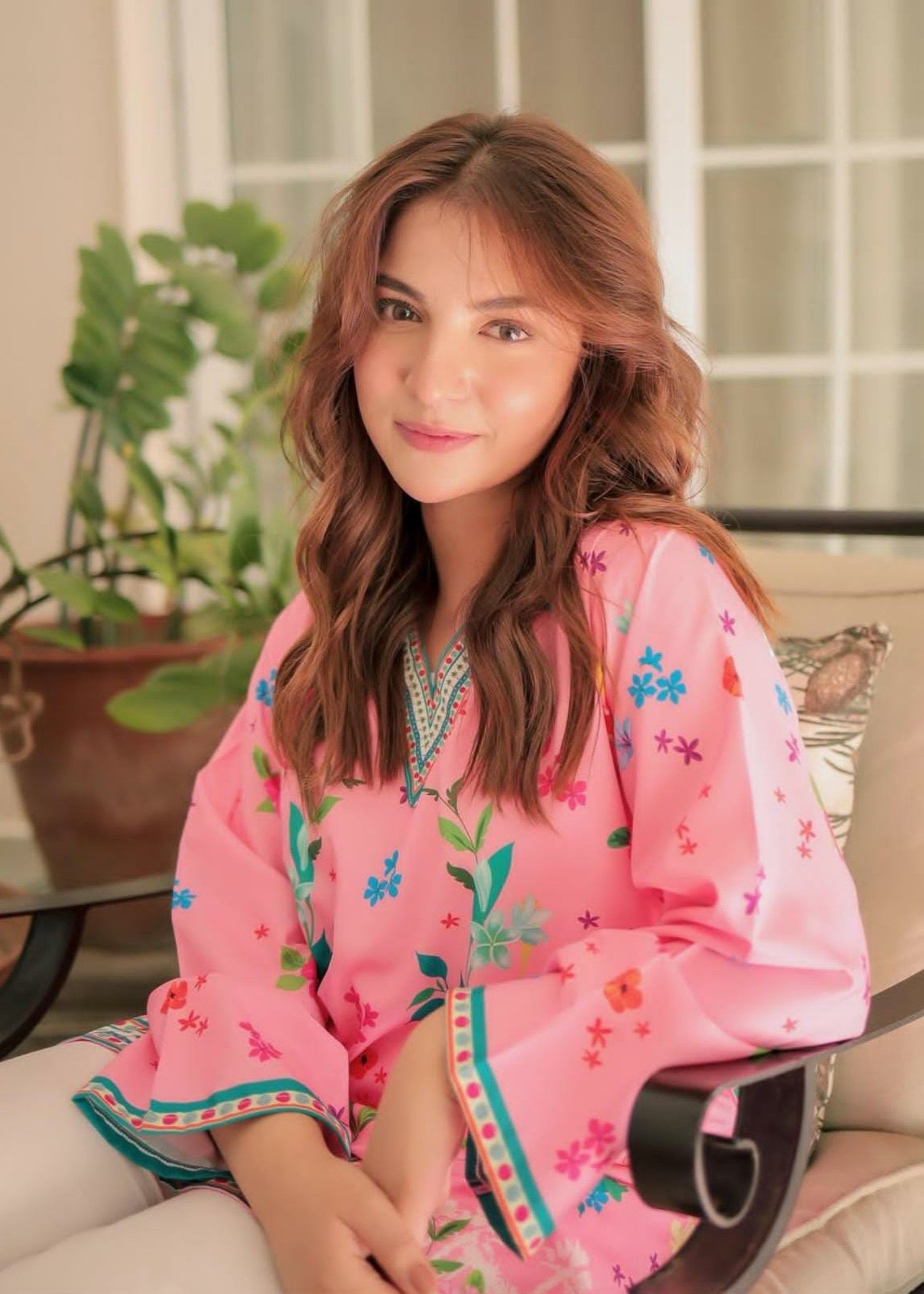 Tehzeeb Libas PINK BLOSSOM SHORT FROK Women 2pcs