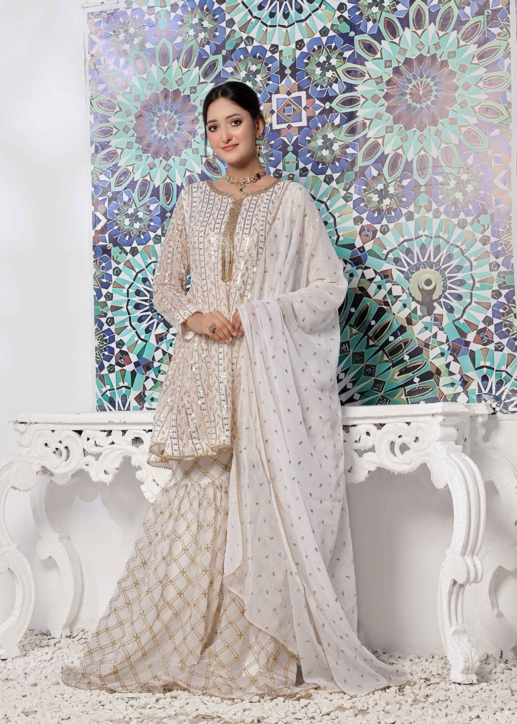 Ayesha Closet Preshy Gul White Women 3pcs