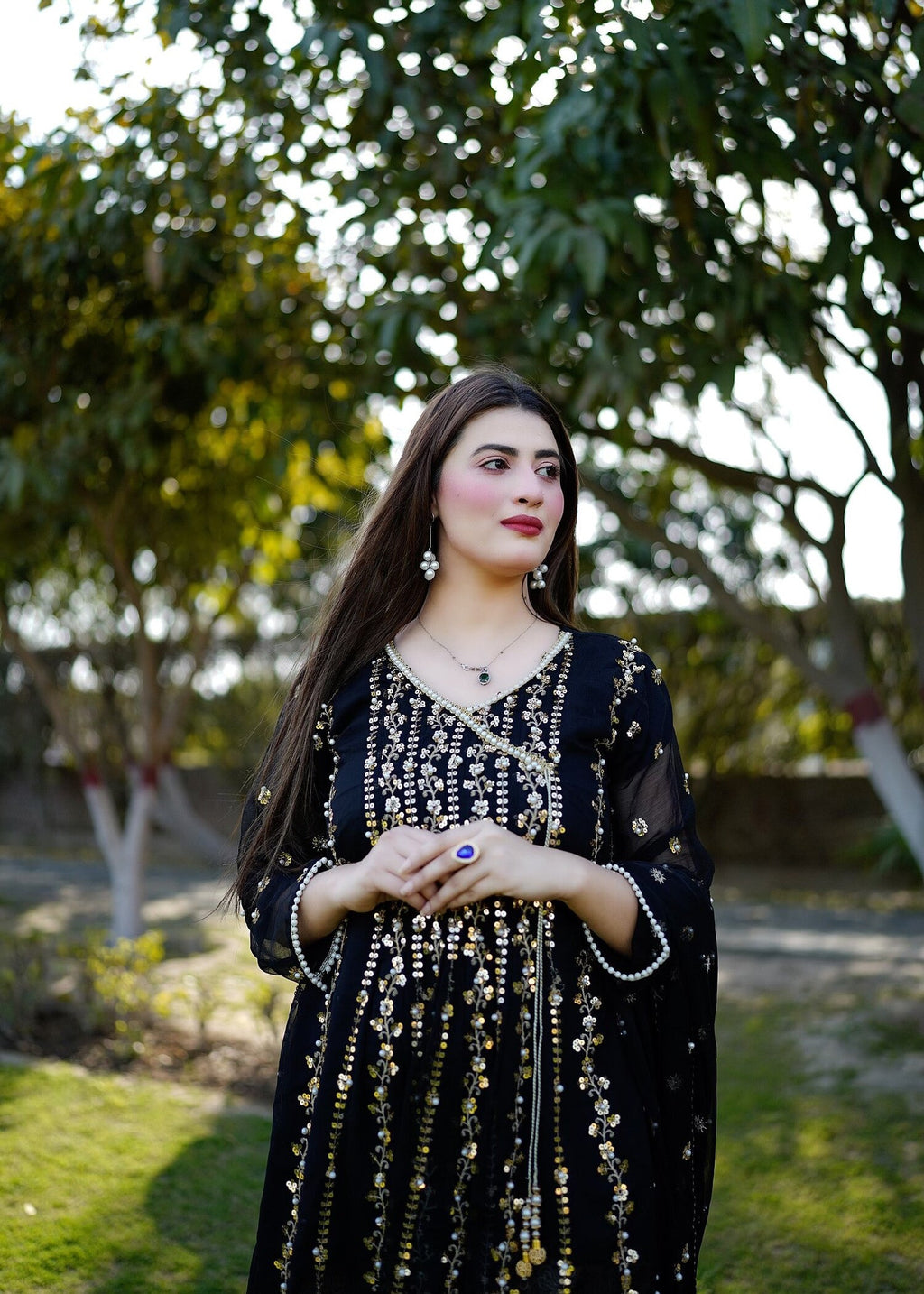 Four Season Boutique Noor E Hania Angrakha Black Women 3pcs