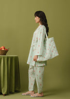 Buzzazi Pastel Blue Printed Suit Women 2pcs