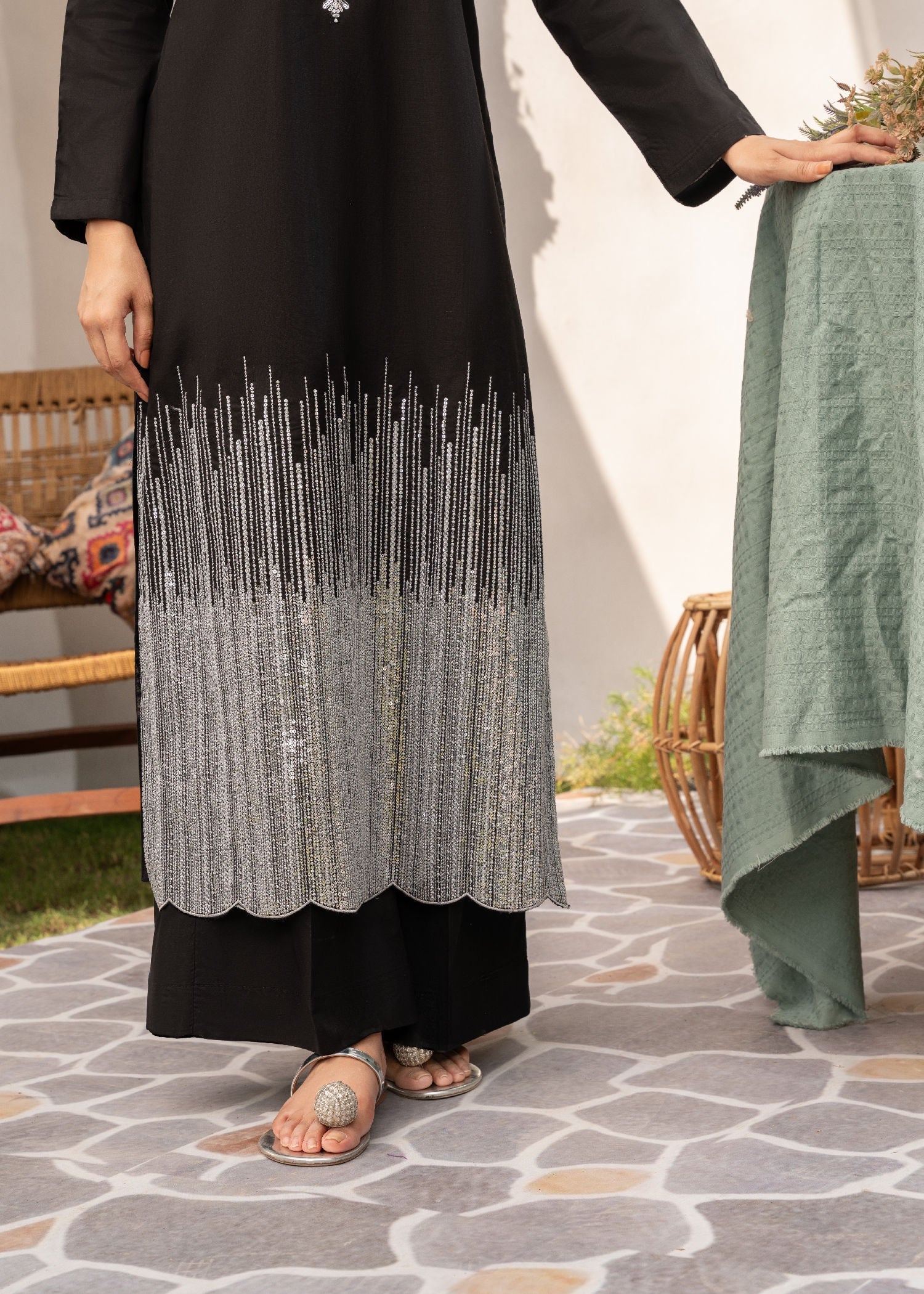 Sahibas By Mirza Rainfall (Black) Women 2pcs