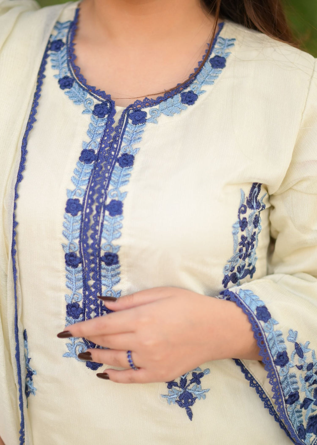 Ayesha B khadinet blue embriodred Women 3pcs