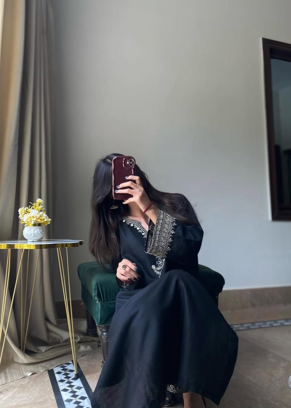 Tehzeeb Libas BLACK IRIS STITCHED Women 2pcs