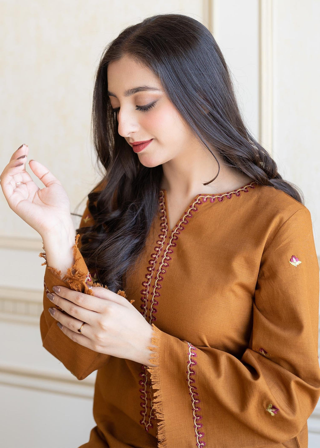 Aisling By Nirmal Golden Brown Women 2pcs