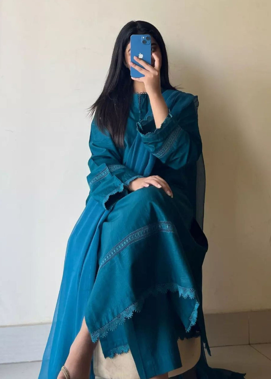 Ayesha B seagreen cambric lawn Women 3pcs