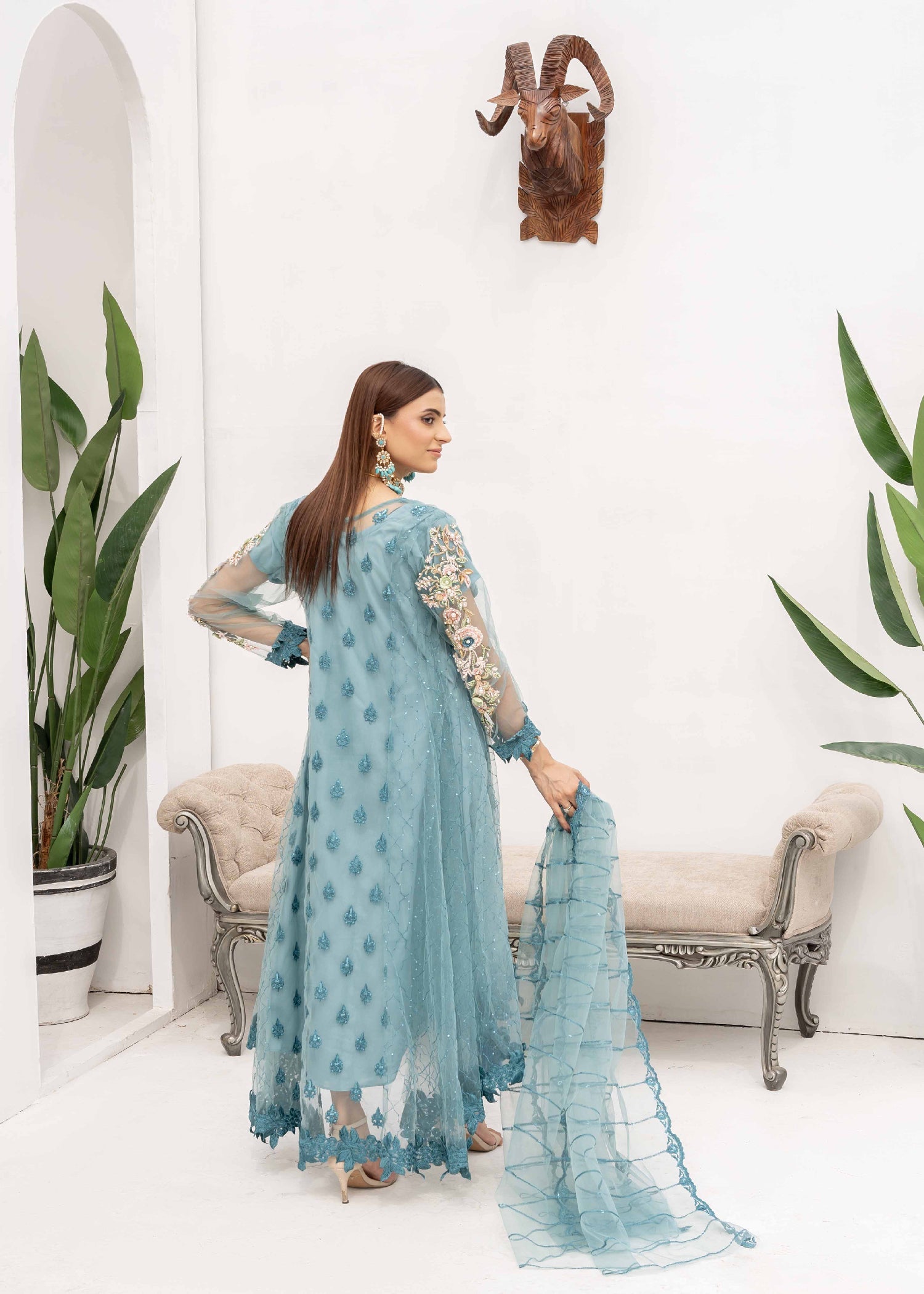 Manahils KURTI 0084 ICE BLUE Women 3pcs