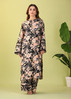 Mhw Black Floral Suit Women 2pcs