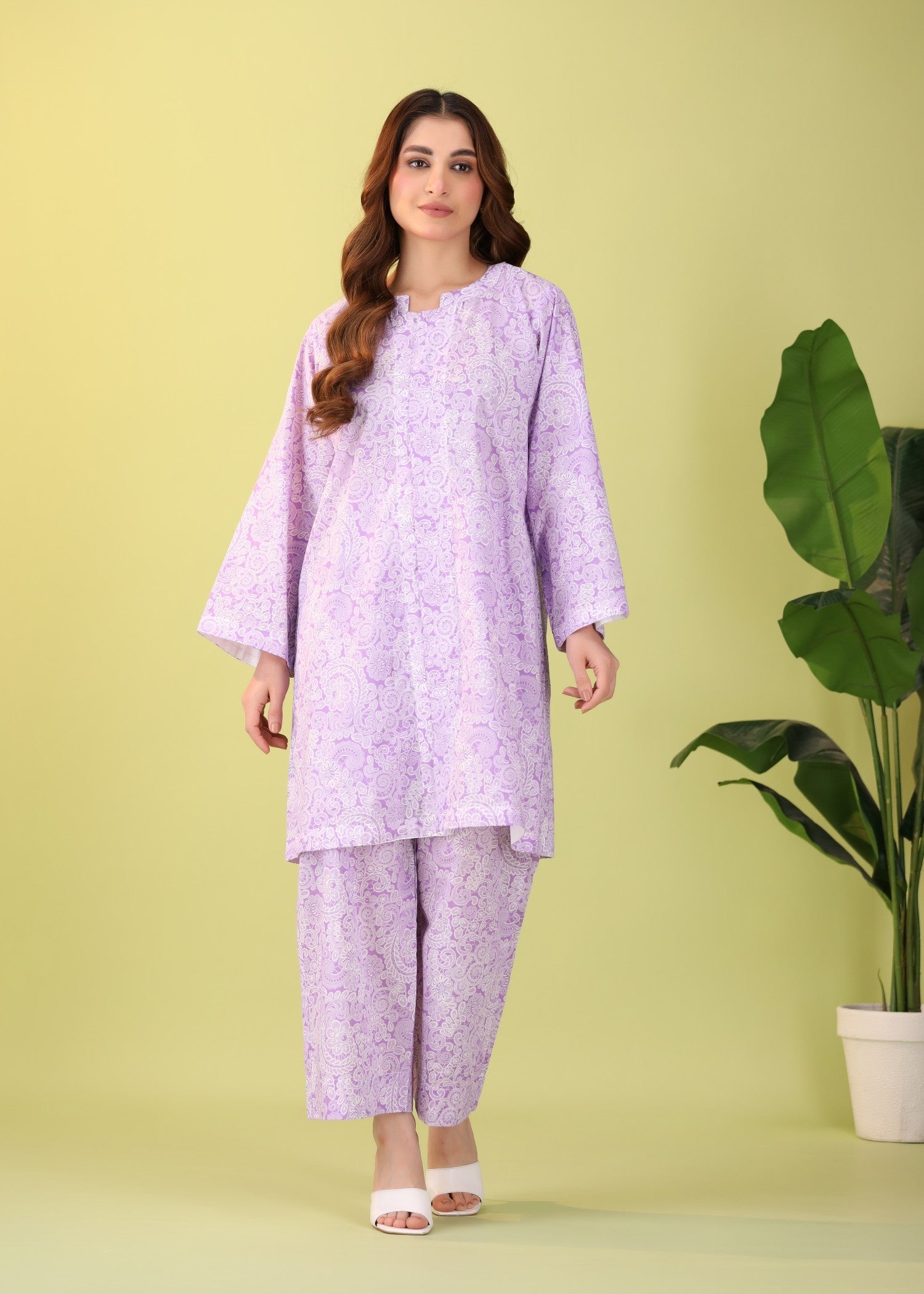 Mhw Lavender Paisley Suit Women 2pcs