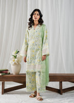 Buzzazi Green Willow Printed Suit Women 3pcs