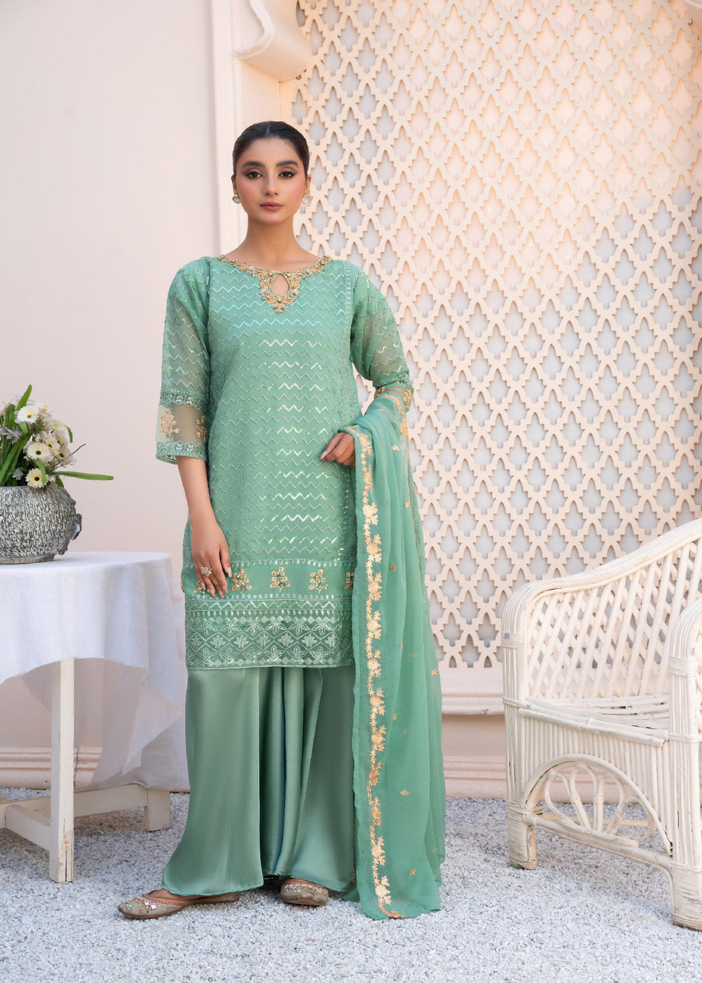 Mishkaat Clothing Ayezel Pistachio Women 3pcs
