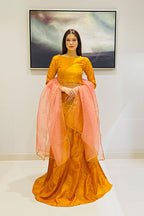 Kanydaro Marigold Gota Ensemble Set Women 3pcs