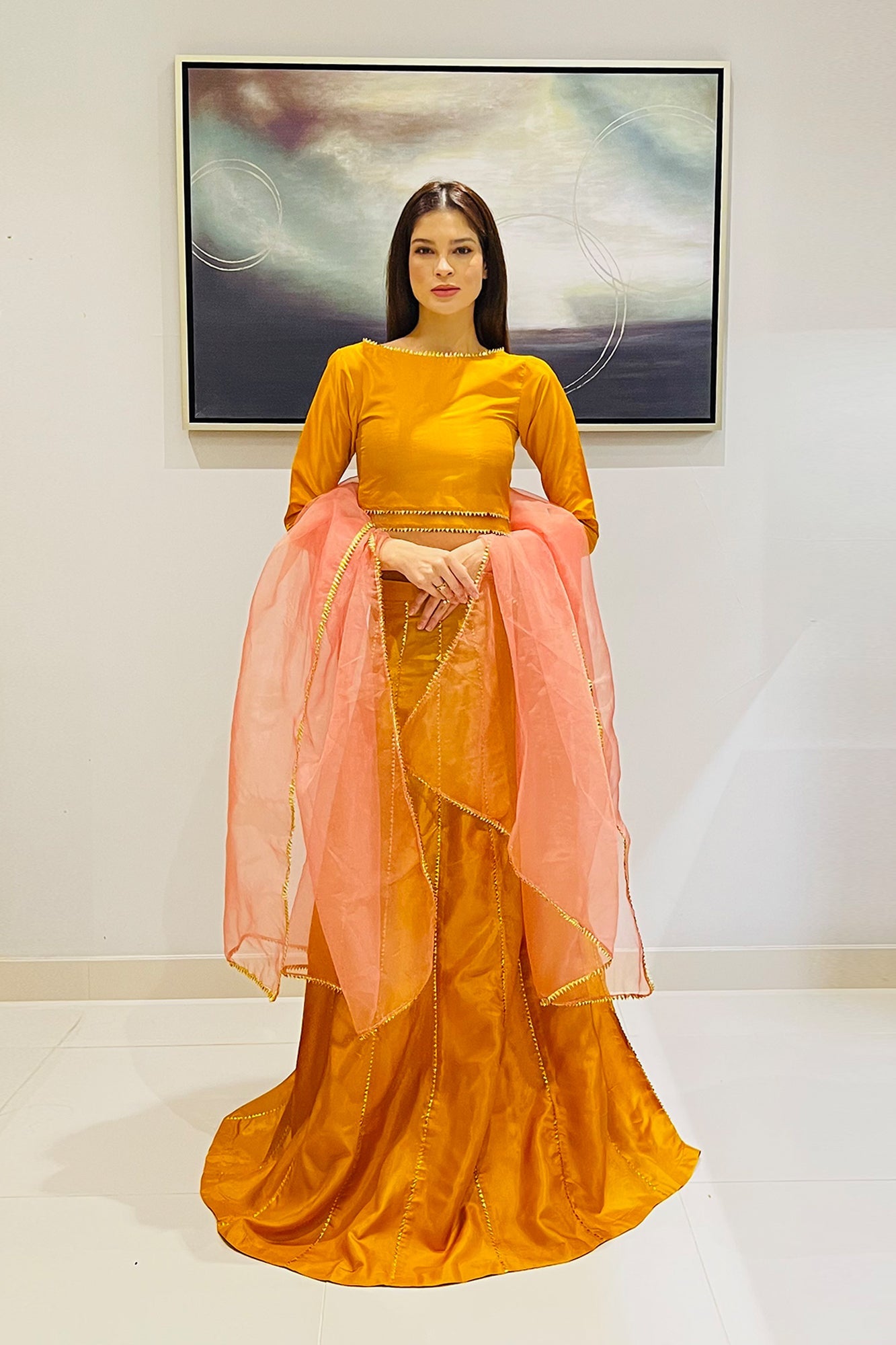 Kanydaro Marigold Gota Ensemble Set Women 3pcs