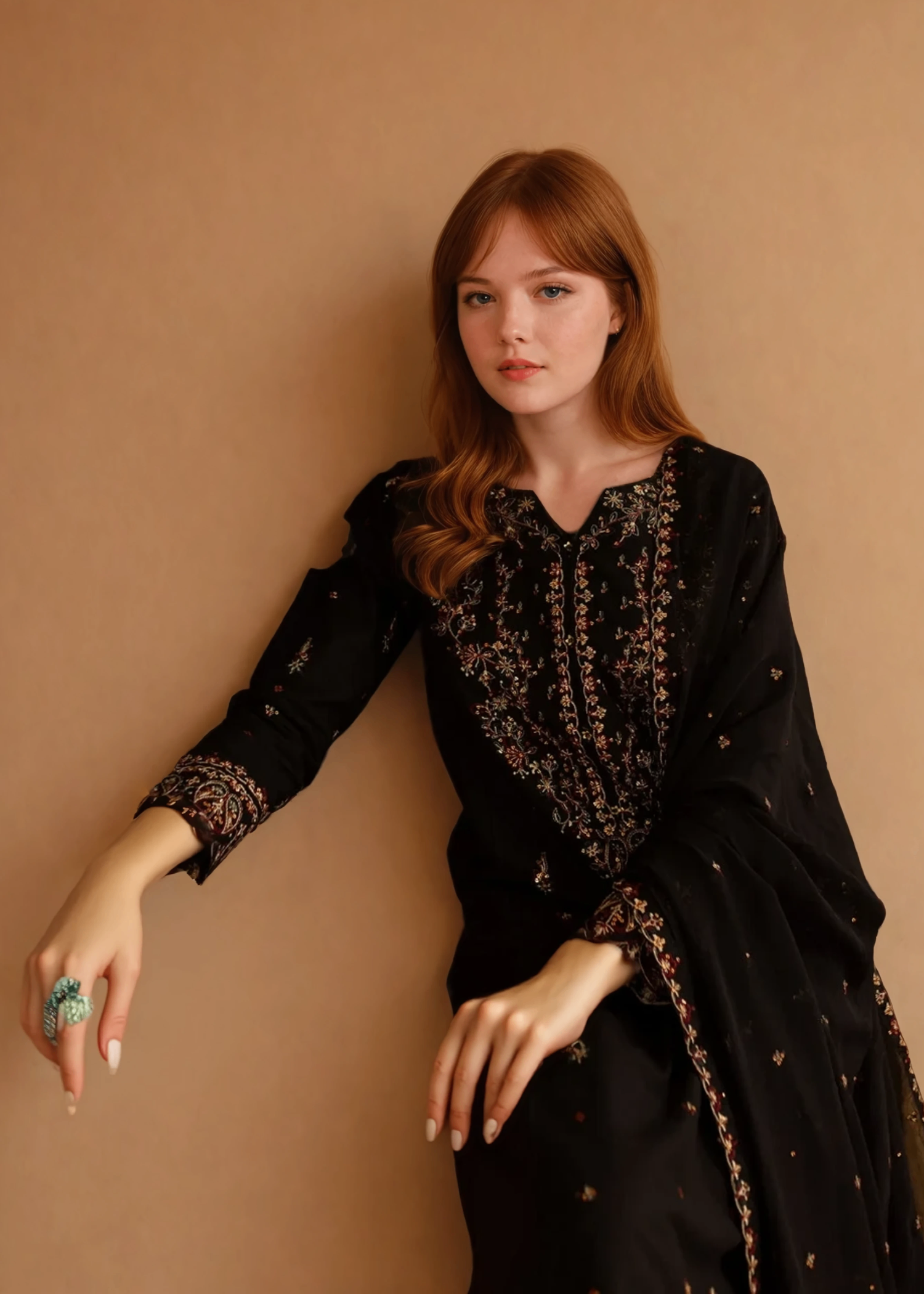 Chaudhary Arts Parsa Embroidered Black Women 3pcs