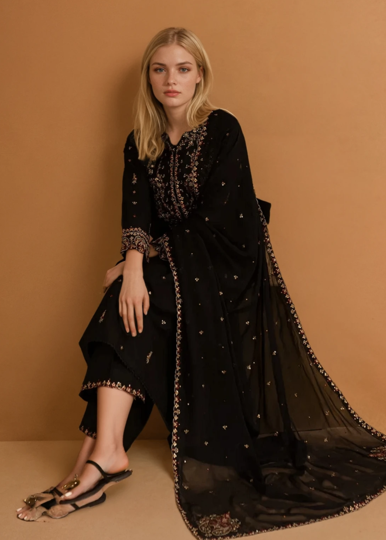 Chaudhary Arts Parsa Embroidered Black Women 3pcs