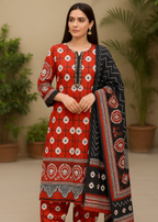 Sutar Premium Lawn Printed Dress Stitched | Orange Women 3pcs