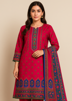Sutar Premium Lawn Printed Dress Stitched| Hot Pink Women 3pcs