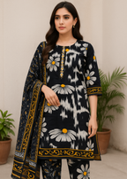Sutar Premium Lawn Printed Stitched Dress | Black Women 3pcs