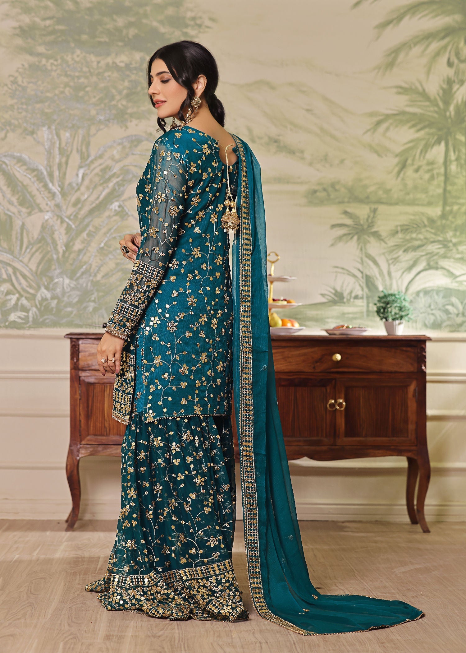 Ayesha Closet Mehndi Teal Women 3pcs