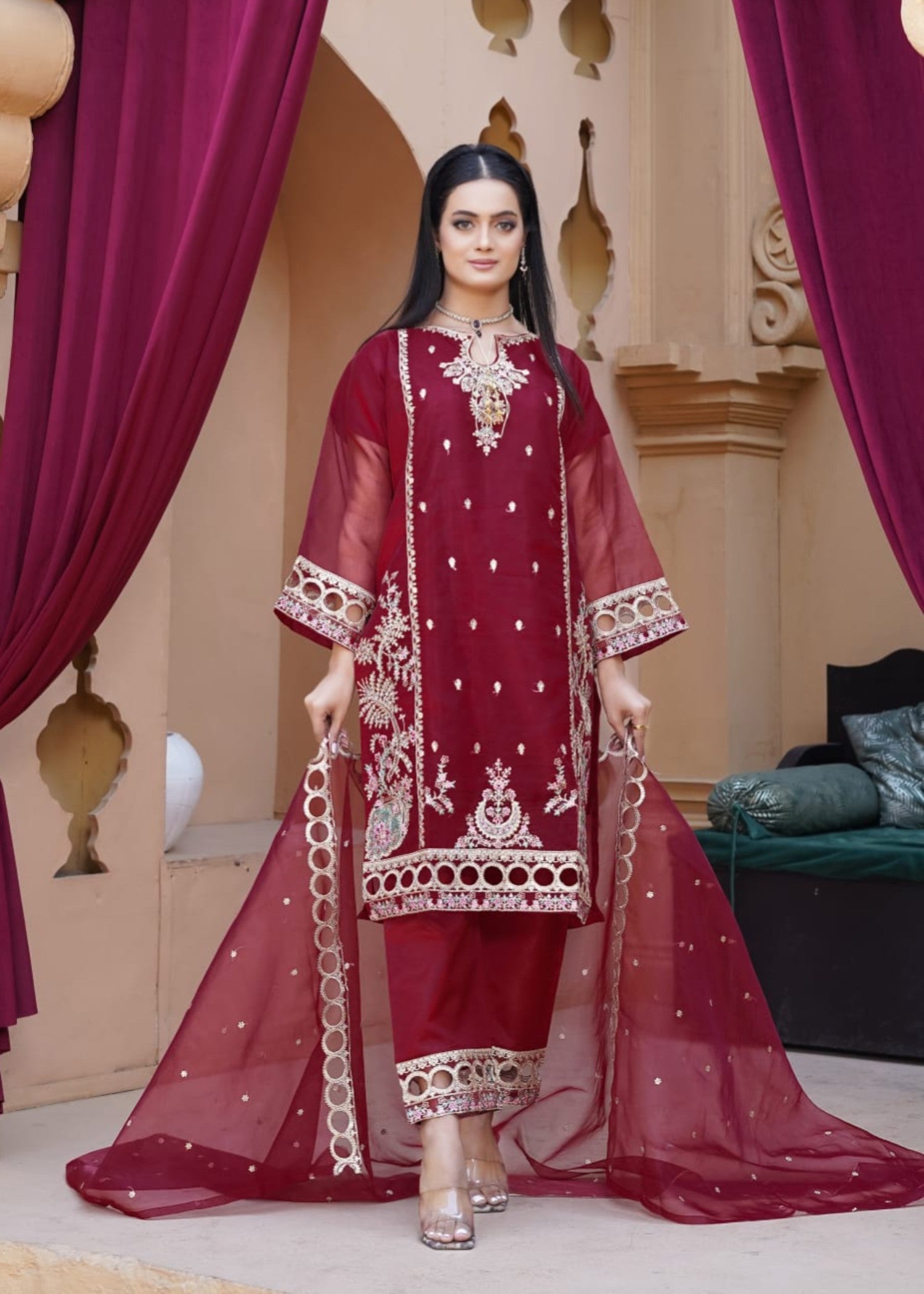Shefoze Clothing Meer Chiffon emb Women 3pcs