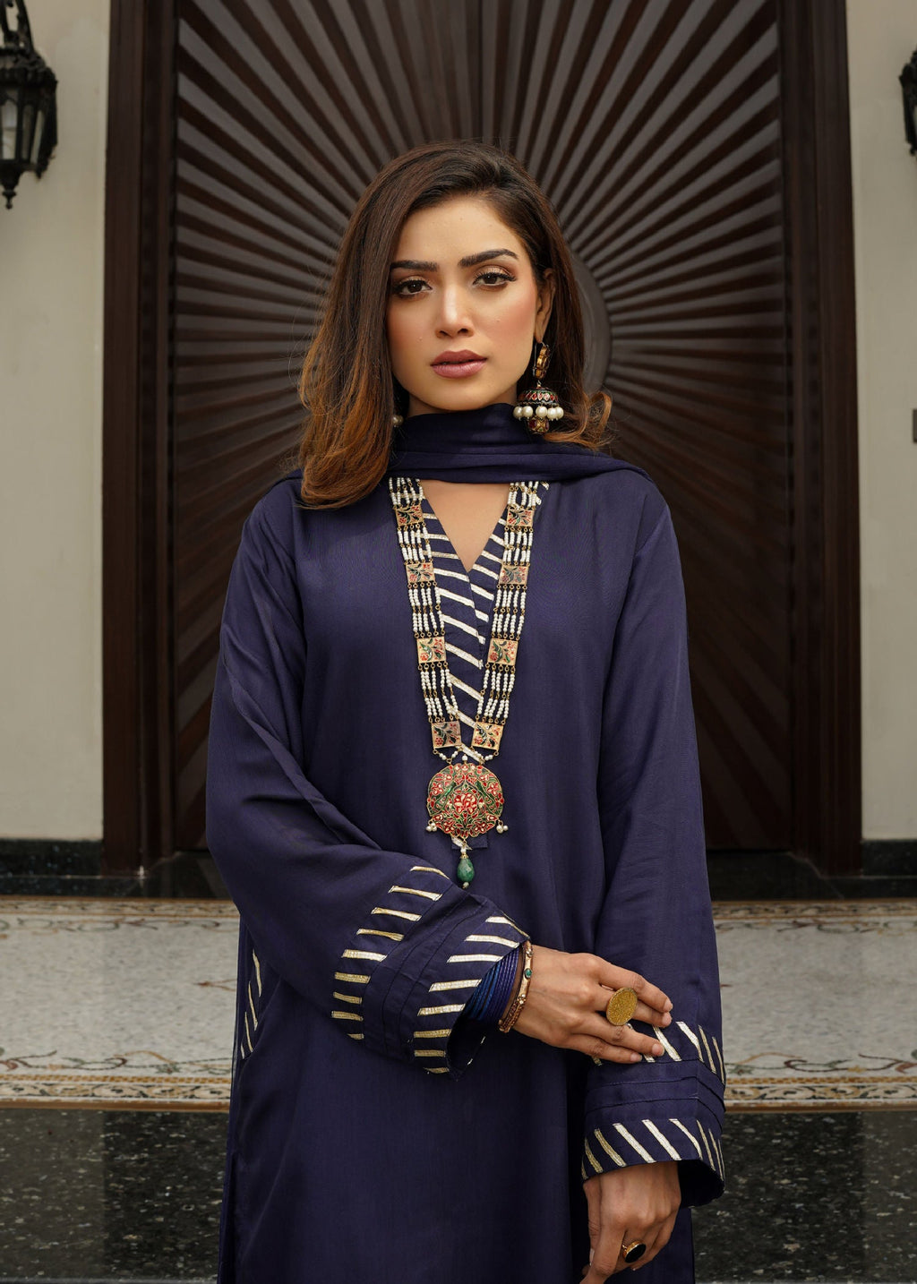 Yolo Pret SILK VISCOSE WITH CRINKLE CHIFFON PK DUPATTA SOLID J24 0002 Women 3pcs