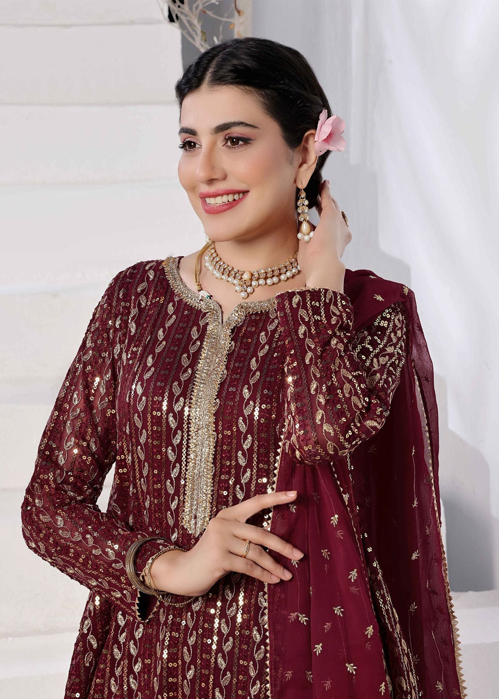 Ayesha Closet Preshy Gul Maroon Women 3pcs