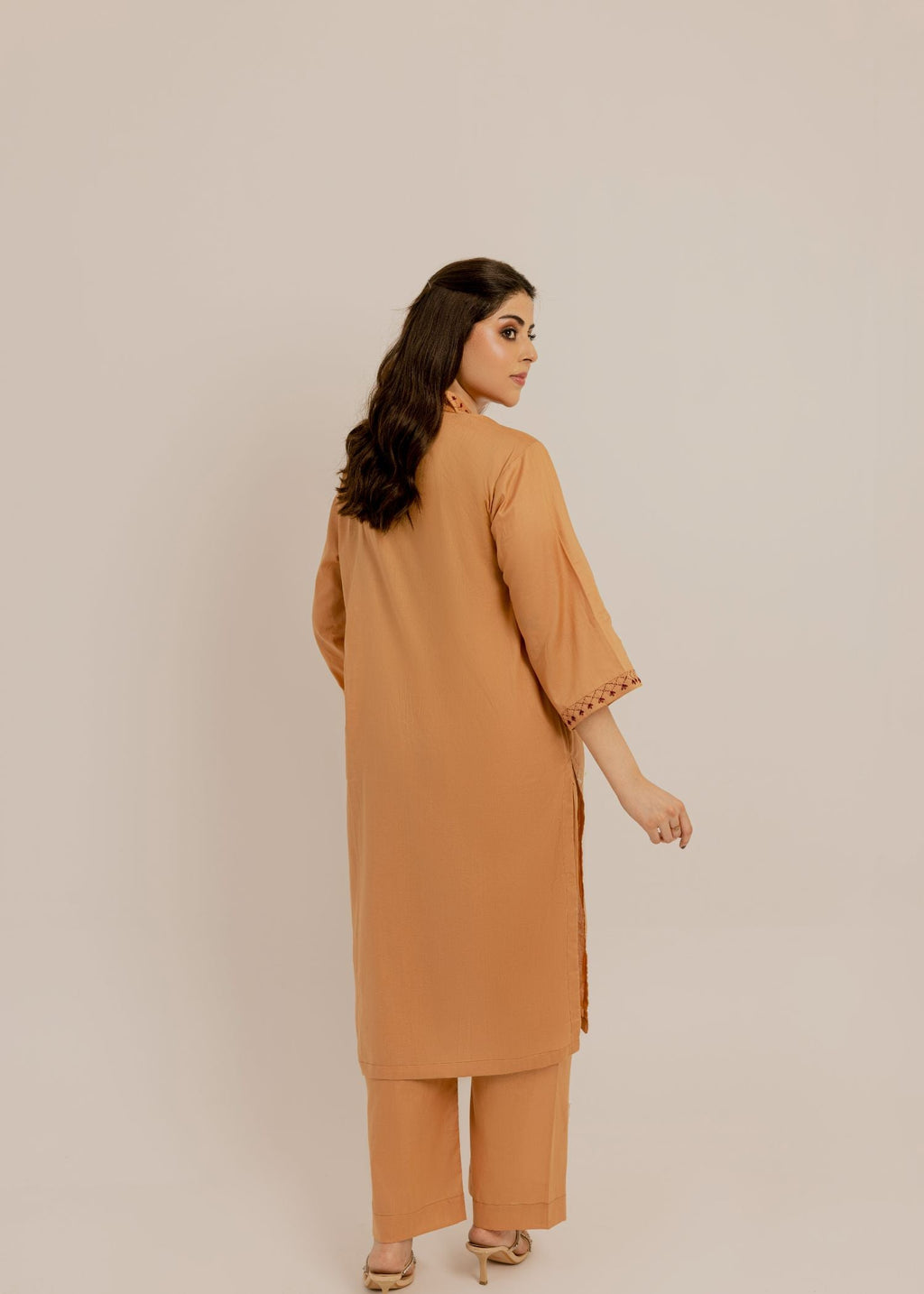 The Slay Wear Beige Embroidered dress Women 2pcs