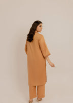 The Slay Wear Beige Embroidered dress Women 2pcs