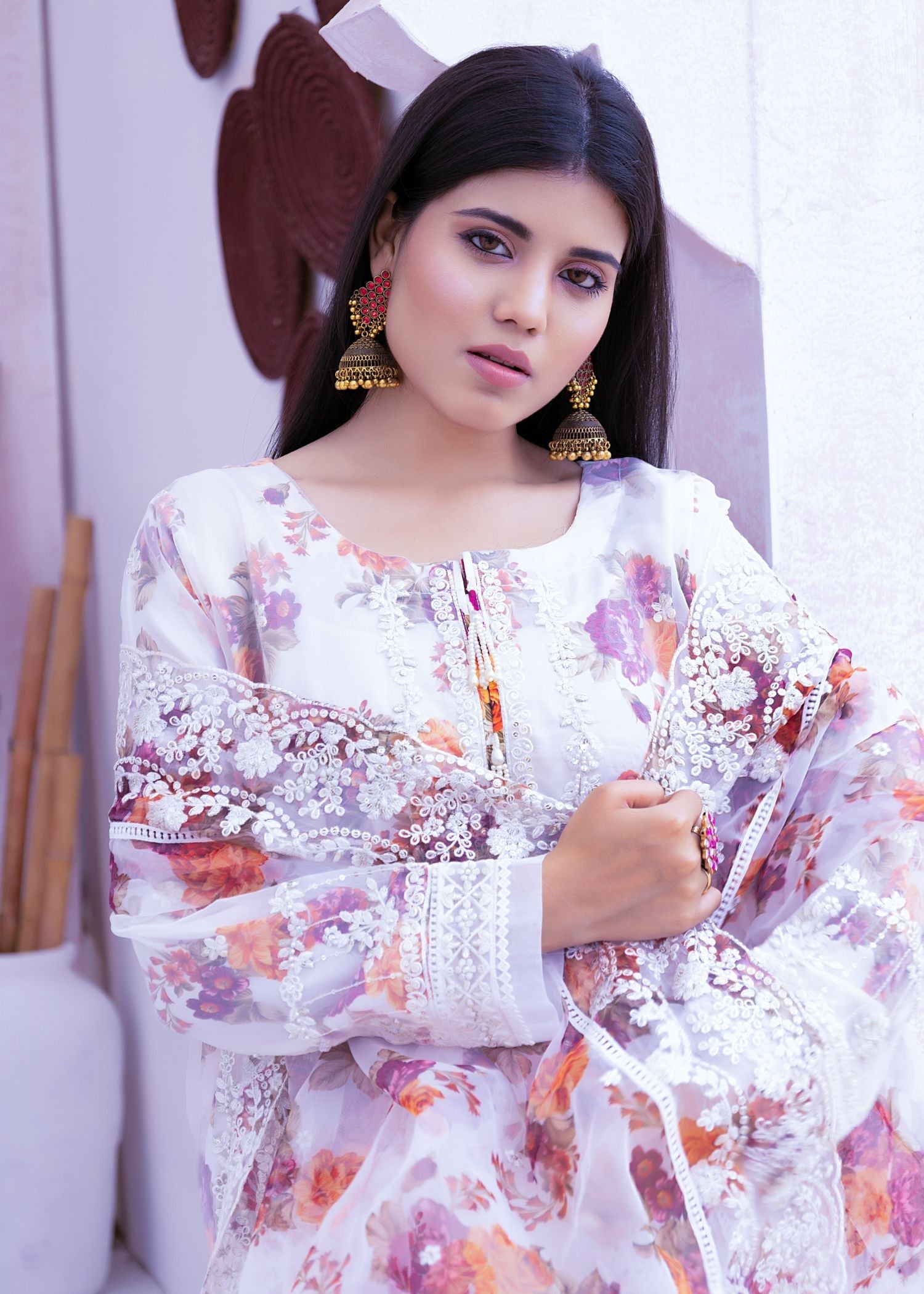 Alsiyab Floretta White Women 3pcs