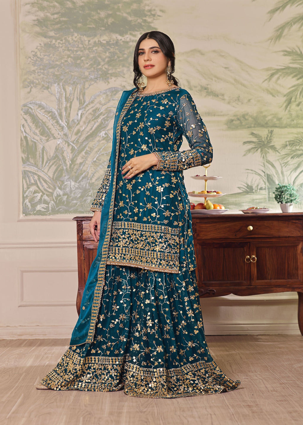 Ayesha Closet Mehndi Teal Women 3pcs