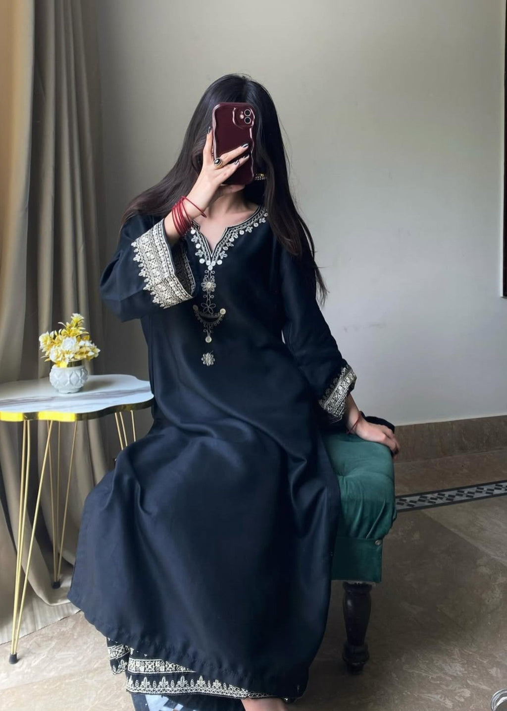 Tehzeeb Libas BLACK IRIS STITCHED Women 2pcs