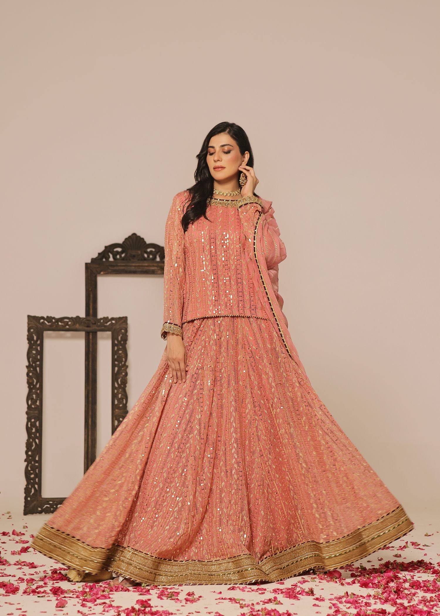 Ayesha Closet Shadmani Nifty Peach Women 3pcs