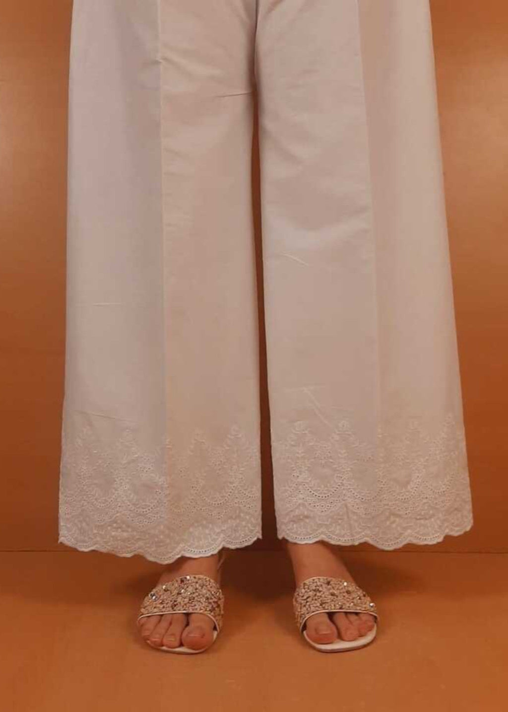 Zardi Chikankari Palazzo White ZT504 Women 1pcs