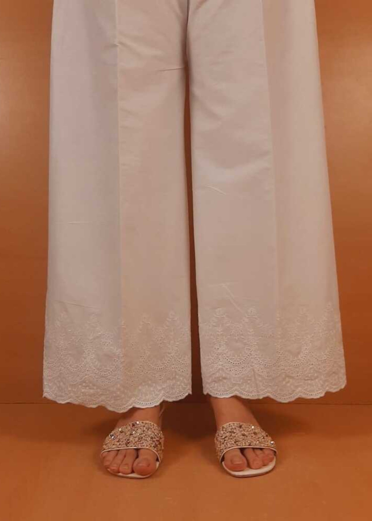 Zardi Chikankari Palazzo White ZT504 Women 1pcs