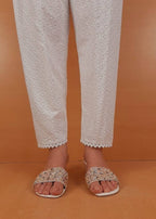Zardi Chikankari Trouser White ZT232 Women 1pcs