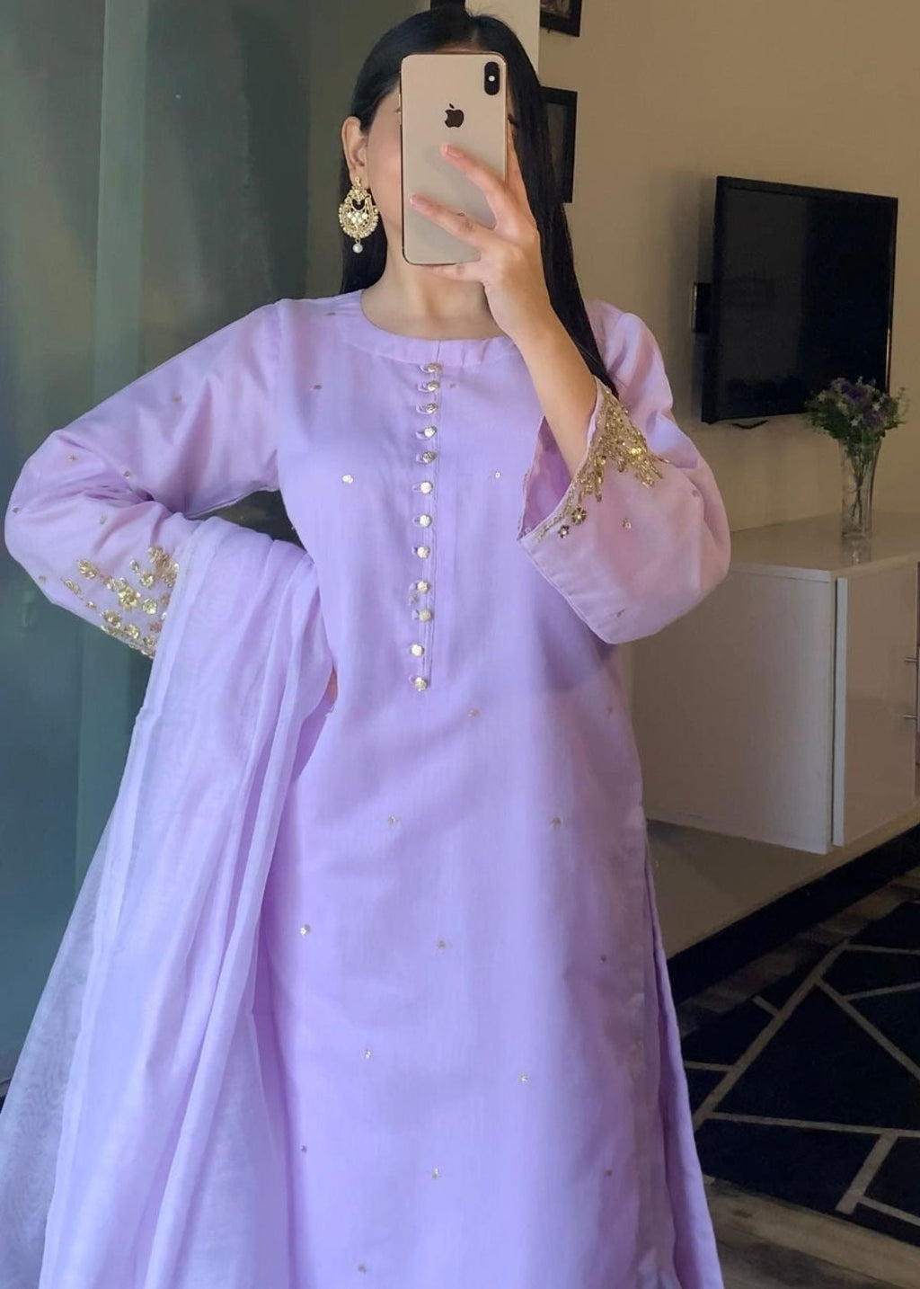 Ayesha B lilac handwork naaz Women 3pcs