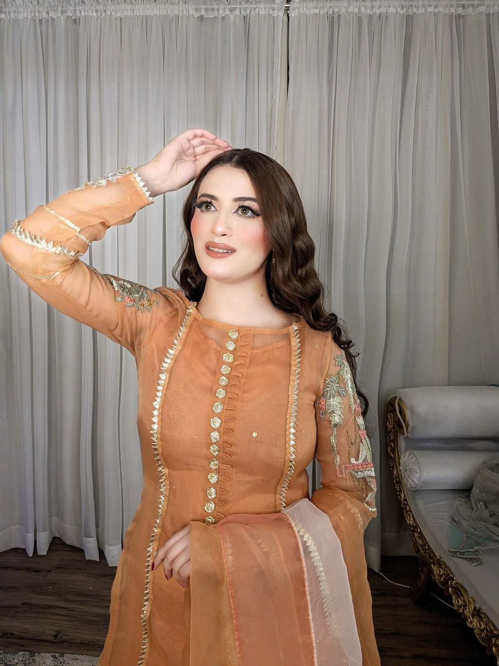 Hem Lotus Outfit Orange Women 4pcs