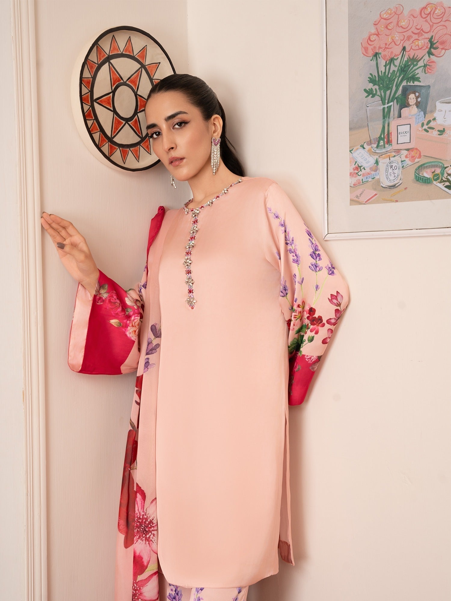 Stitch Vibes Peach Pink Dress Women 3pcs
